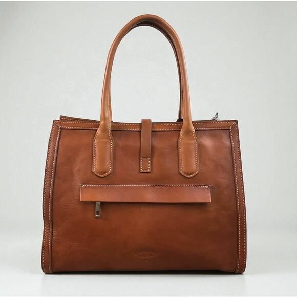 CAVALCANTI Italian Designer Leather Satchel Shoulder Bag Brown Luxury Timeless - Picture 2 of 14